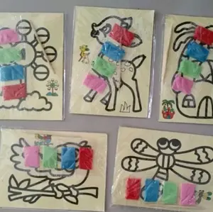 10pcs Gambar pasir kecil // mewarnai pasir 10 pcs//  mainan mewarnai - gambar pasir random / mainan pasiran / seni kerajinan
