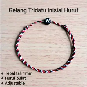 Gelang Tridatu Inisial Huruf Tebal Tali 1mm Adjustable Bracelet Bulat untuk Pria Wanita Tridatu Inisial Huruf Bulat pipih terlaris ori fashion