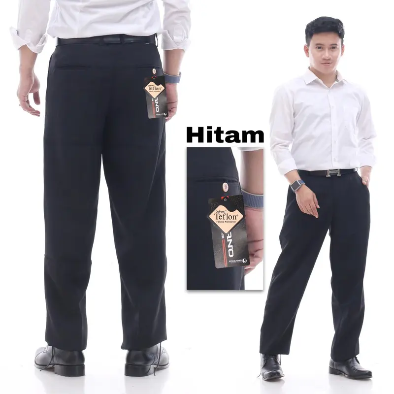 CELANA KANTOR SEMI BEGY PRIA TERLARIS Panjang Formal Kain Tebal Lembut Hitam Kerja Standar bahan 4