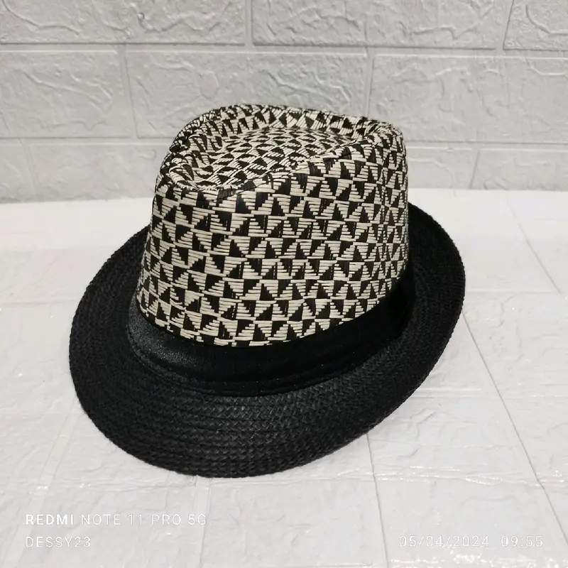 Topi fedora jazz motif corak dan bel Lis hitam cocok buat pria dan wanita import 3