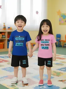 setelan unisex anak-anak papa mama yang kerja aku yang jajan baju setelan anak