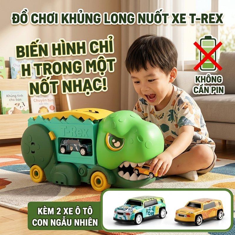 Đồ Chơi Xe Khủng Long Đường Ray Hai Chế Độ Chơi Lực Đẩy Quán Tính Không Cần Pin Xe Hợp Kim Có Ngăn Cất Xe Phù Hợp Bé 3-6 Tuổi Chơi Tại Nhà Đi Chơi Làm Quà Tặng Sinh Nhật Xanh Dương / Xanh Lá Kèm 2 Xe / 8 Xe