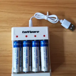 paket lengkap charger usb dengan 4 baterai AA 1200 mah