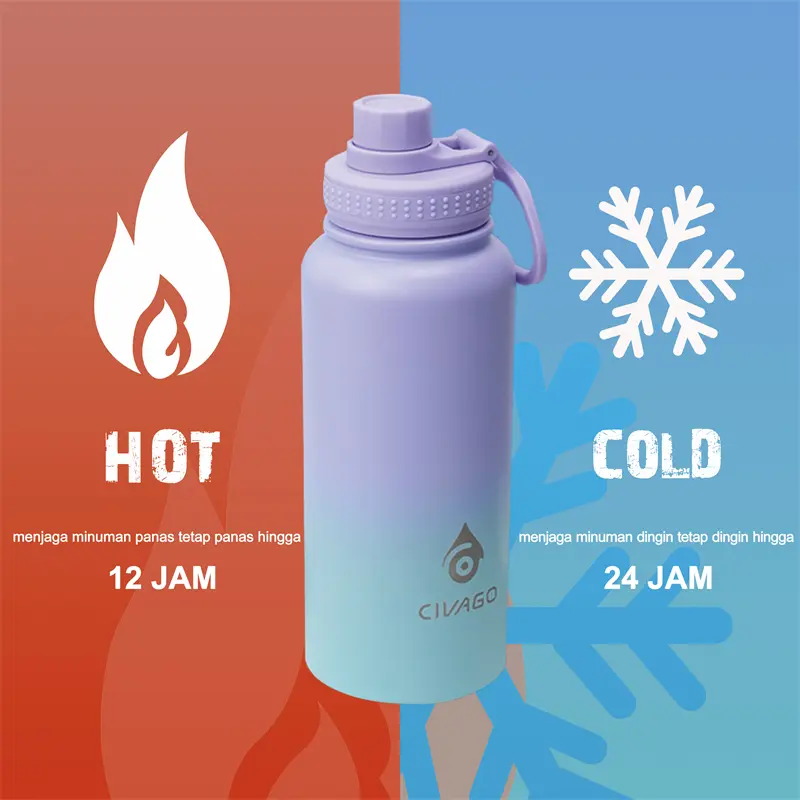 CIVAGO（22oz/650ml）Baja tahan karat Tumbler Mulut Lebar dengan Tutup Botol Air Olahraga Terisolasi Vakum Panas dan Dingin 7