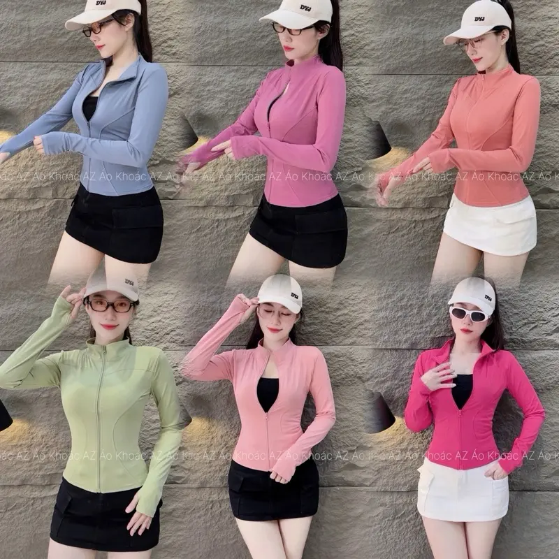 [Hàng Quảng Châu] Áo Khoác Thể Thao Nữ Ôm Dáng Chuẩn Thun Lạnh Co Giãn. Size 36-70kg [TT21]. Áo Khoác Gym Yoga Mẫu Mới Tôn Dáng Tốt Cho Tập Gym Yoga Chạy Bộ