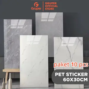 Gruper-paket 10 pcs Wallpaper Dinding Vinyl Marble Stiker Dinding Keramik 30 x60cm Marbel Granit / Stiker Keramik/