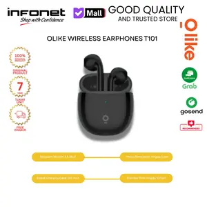 OLIKE WIRELESS EARPHONES T101 BLACK Bluetooth 5.3 Bass Kuat Cocok untuk Daily Use dan Hiburan Baterai 200 mAh Waktu Pemakaian Hingga 5 Jam
