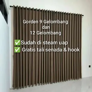 Gorden 9 gelombang 12 gelombang bahan blackout polos premium sudah di uap bergelombang