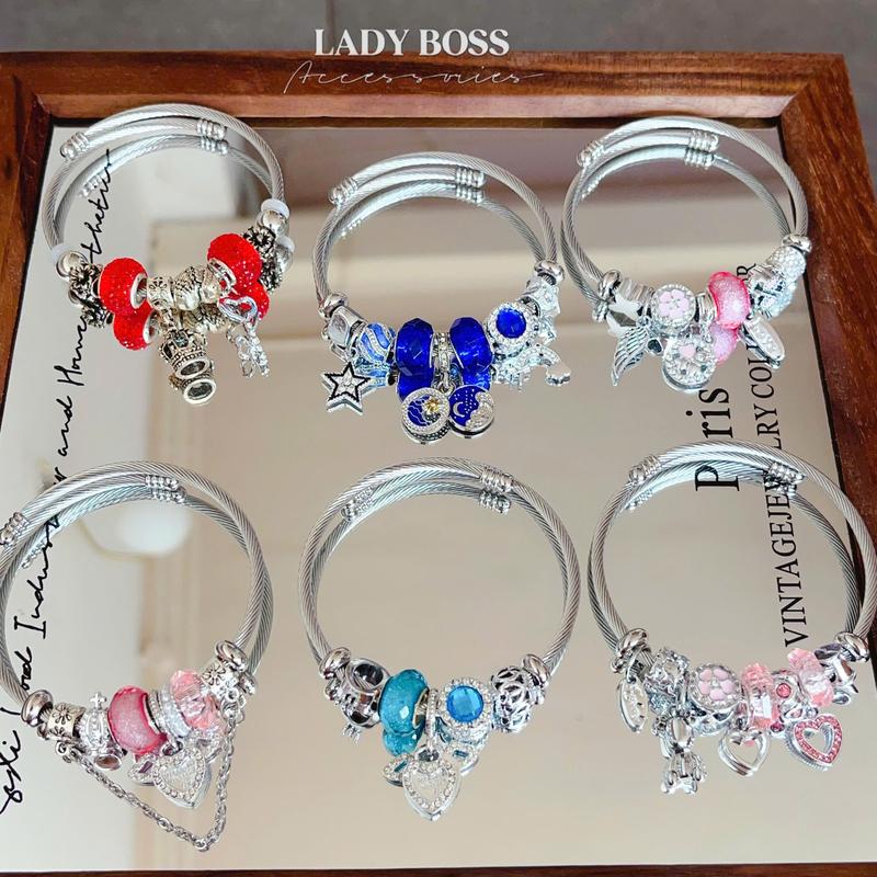 Vòng Tay Nữ Nhiều Kiểu Dáng Lõi Titan Charm Mạ Hợp Kim 925 Bền Màu Phong Cách Dễ Thương, Năng Động Lady Boss Accessories