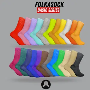 [BIG SALE] Folkasocks - Kaos Kaki Polos Best Quality Paket Satuan Bundling Katun Dewasa Panjang  Nyaman