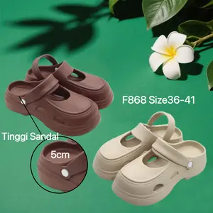 Sandal Kodok Wanita Korea Sandal Selop Wanita Karet Sandal Wanita Terbaru 2025 Sandal Jelly Baim Wedges EVA Hitam Pink Putih