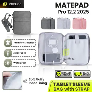 FORSABEE - Tas Selempang untuk Huawei Matepad Pro 12.2 2025 Sleeve Pouch Bag Sarung Soft Case Casing Cover Storage Tempat Tablet Tab Keyboard Pencil Holder Kerja Kantor Jinjing