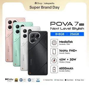 [NEW TYPE 5G Series] TECNO POVA 7 5G - 8+8GB*/256GB, 6000 mAh, Mediatek D7300 Ultimate, 144Hz Smooth Display , 50MP Primary Camera, Wireless Powerbank, Android 15 - HiOS 15 - POVA7 5G