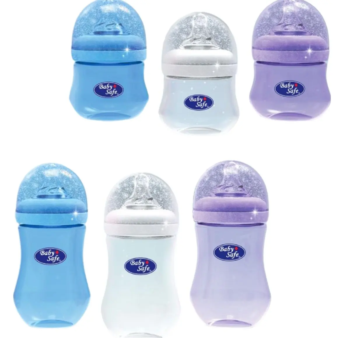 Botol Susu Bayi Gliter Baby Safe Wide Neck 150ml - 250ml / Dot Bayi Wide Neck BPA Free