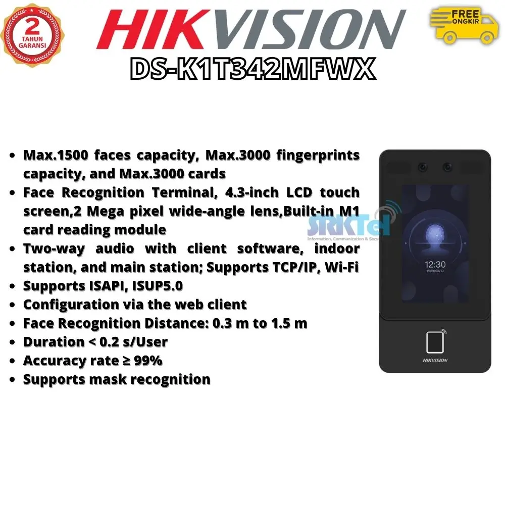 Hikvision DS-K1T342MFWX Face Recognition & Fingerprint Access Door Terminal