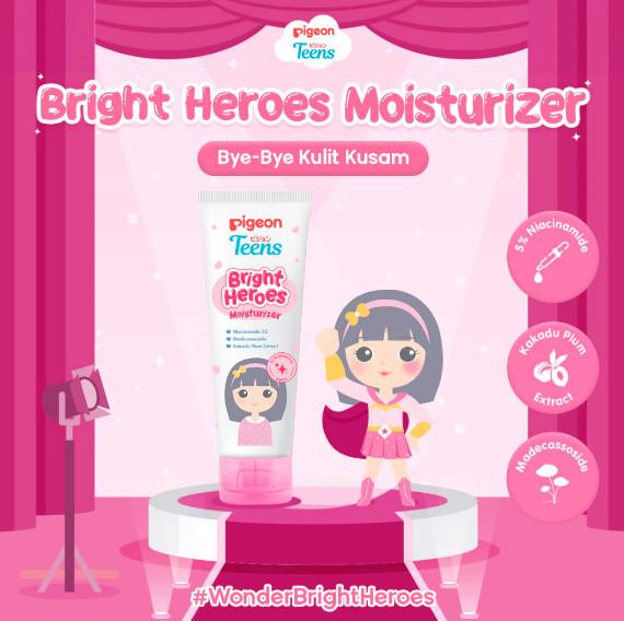Pigeon Teens Bright Heroes Moisturizer 50 ml 20 ml | Perawatan Muka Wajah | Pelembab Wajah | Mencerahkan Kulit Muka Anak Remaja Niacinamide 0