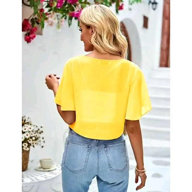 Atasan outer crop ceruty lengan pendek  Casual murah nyaman kekinian 4