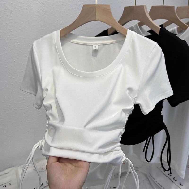 Kaos Serut Grafis Kupu-kupu Pendek Wanita 5