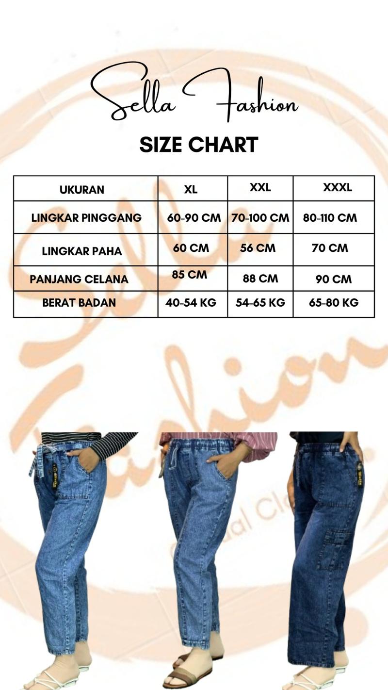 Product Introduction of SELLA GARIS BLACK CELANA BAGGY JEANS Bordir Kantong Karet Samping 0