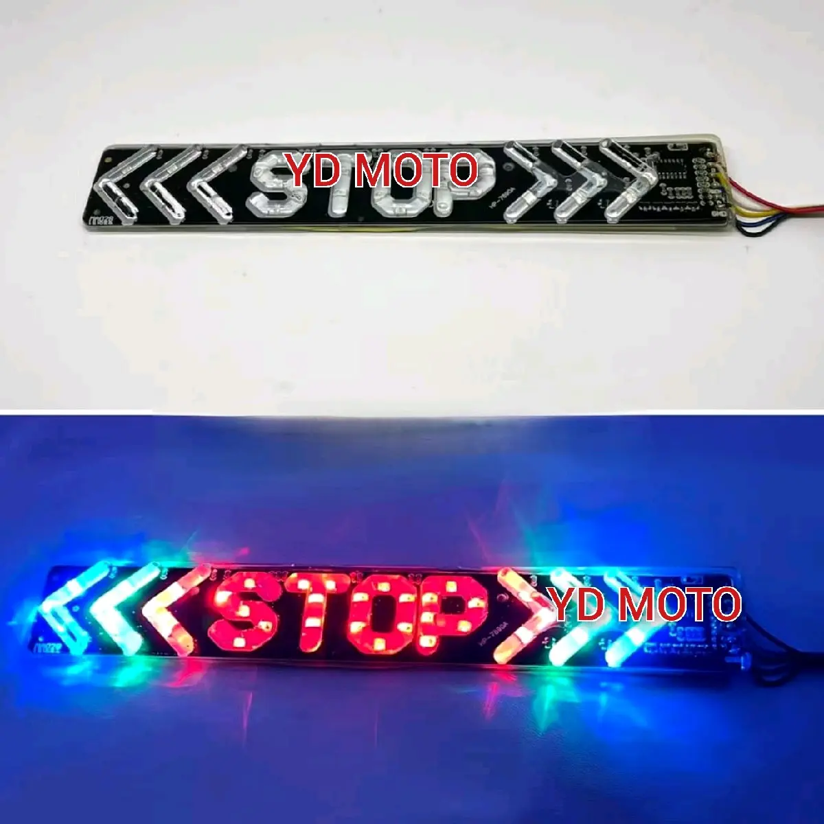 Lampu LED Variasi Tulisan Stop 20cm RGB Bisa Kedip Dan Sein Kanan Kiri 12Volt