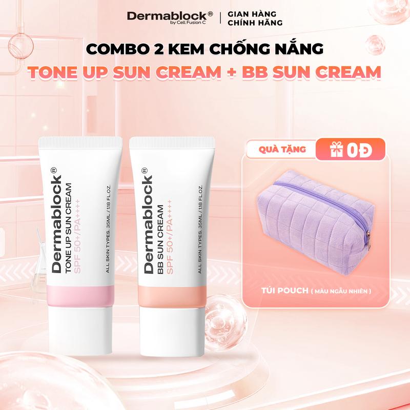    COMBO 2 KCN   Kem Chống Nắng Dermablock SPF50+ PA++++ Hàn Quốc Giúp Chống Nắng Và Nâng Tone Cho Mọi Loại Da 35ml 