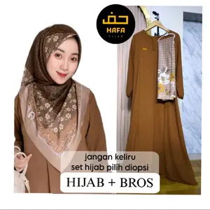 Gamis Abaya Elsira Bahan Cringkel (Ada 2 pilihan Gamis saja atau Set Hijab)