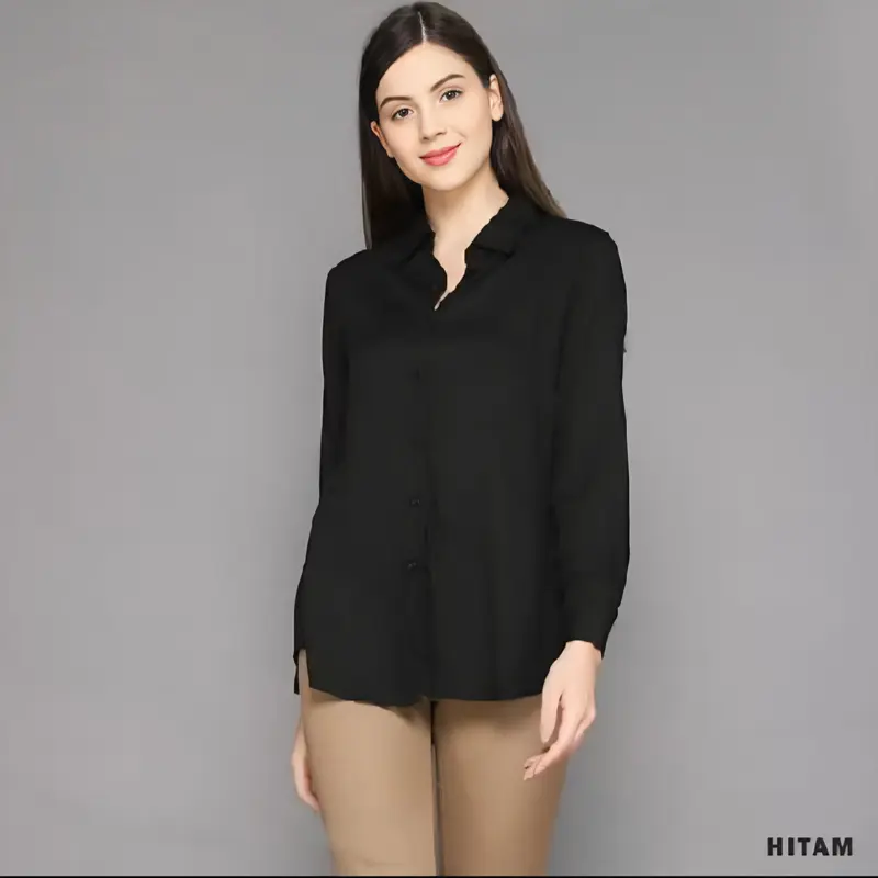 Kemeja Wanita Basic Formal Cewek Kuliah - Baju Panjang 6