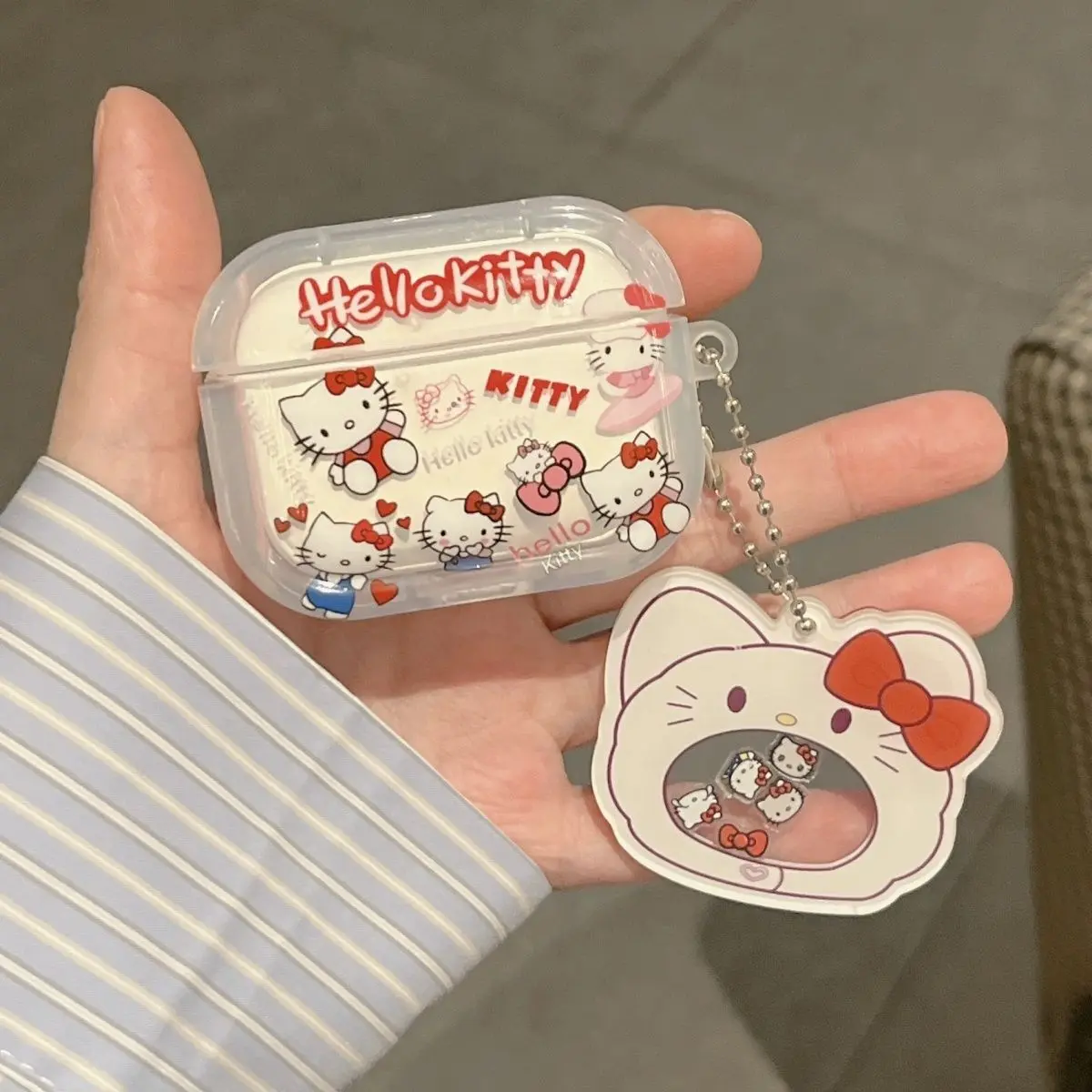 Ốp Tai Nghe Airpods 4, Thiết Kế Mèo Kitty, Hình Trái Tim Màu Đỏ, Apple Hello KT Pro2, Ốp Bảo Vệ, Tương Thích Với Airpods 2/3 / 4, Cũng Thích Hợp Cho Tai Nghe, Vỏ