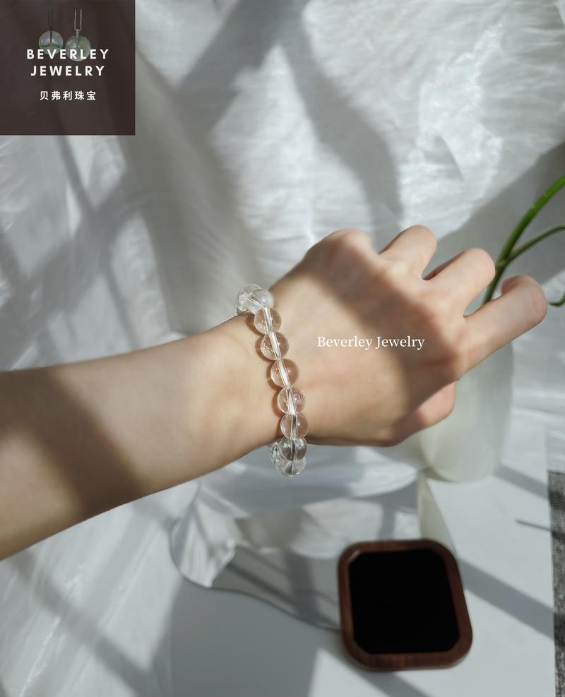 Product Introduction of Beverley Jewelry-Natural white crystal bracelet, raw stone, magnetic field purification, good fortune, simple, high-end, light luxury, niche, for gift, for bestie. agate crystal  bracelet 19