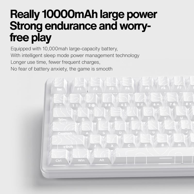 LANGTU T88 Pro Custom Mechanical Keyboard Tri Mode Wireless White Contour Lines RGB Backlit Gasket Pro 88 Keys 6