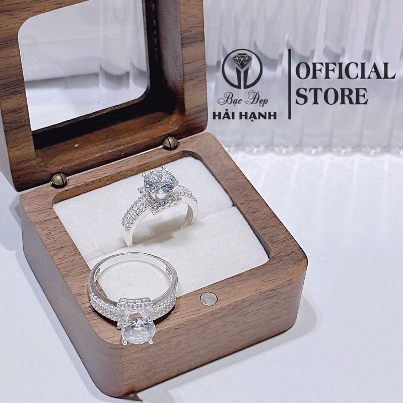  Nhẫn nữ bạc ta bản vuông to đính đá siêu sáng kèm ảnh thật shop tự chụp Bạc Đẹp Hải Hạnh HHJ 