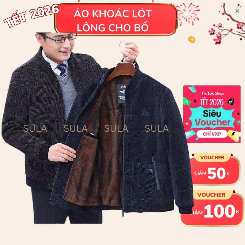  Áo Khoác Lót Lông Nam Trung Niên Mùa Đông Sang Trọng Lịch Sự Cho Bố Thiết Kế Đẹp Chất Liệu Mịn Tự Nhiên Bên Trong Lót Lông Nhung Ấm Áp Màu Đen Nâu Size Đủ 