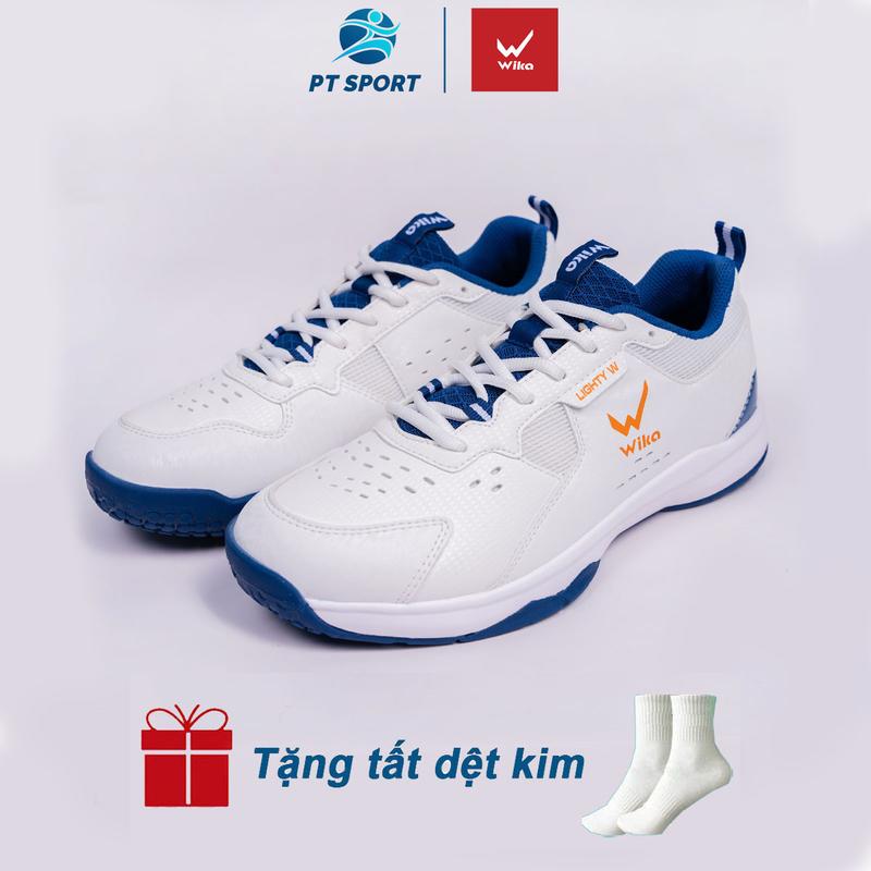 Giày Thể Thao WIKA MARU - FLEXI Chính Hãng | Mầu Trắng Navy Phù Hợp Nam Nữ, Giày Cầu Lông, Giày Pickleball, Giày Bóng Chuyền Sneaker Nam Sport