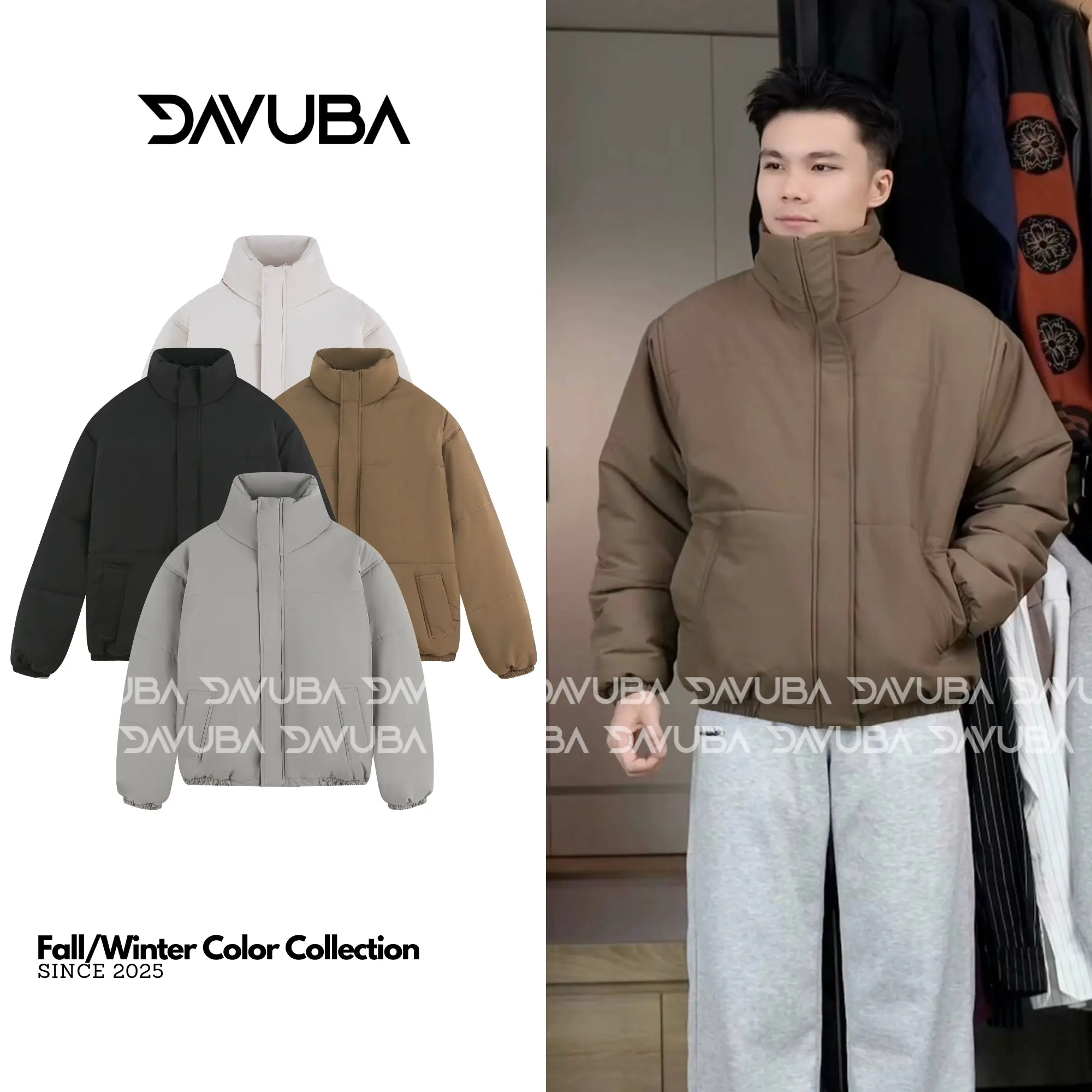 [XẢ KHO] [Không Dồn Bông] Áo phao bông tấm DAVUBA cổ cao dày dặn SM116