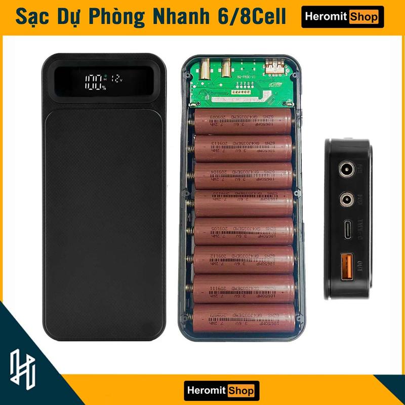 Box sạc dự phòng áo điều hòa sạc nhanh 8 cell điện áp đầu ra điều chỉnh 5-12VDC