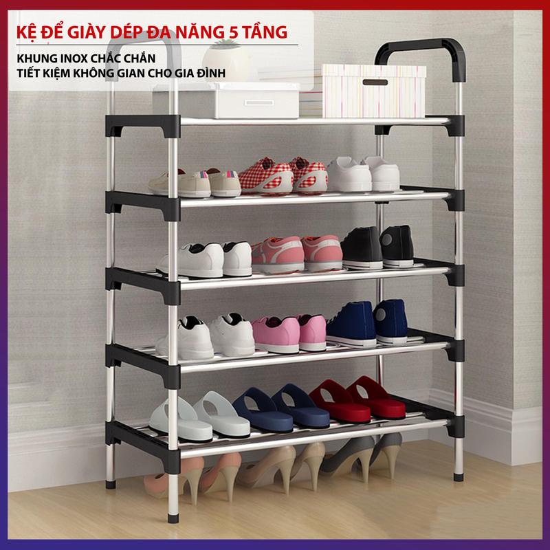  Kệ Để Giày Dép Inox 5 Tầng Kệ Để Đồ Đa Năng Tiết Kiệm Không Gian Nhà Lắp Ráp Đơn Giản 