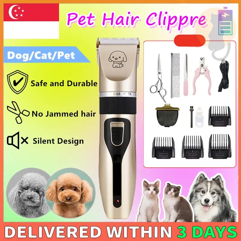 [SG Ready Stock] Pet Grooming Shaver Clipper Dog Cat Hair Trimmer Pet Shaver Hair Clipper Set Rechargeable Pet Trimmer