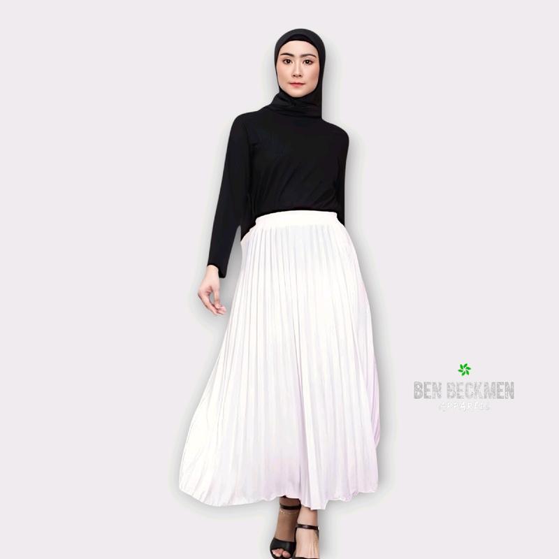 rok plisket wanita premium Cosebho Import Tebal, Halus, Adem Original Bacis Ben beckman rok wanita model 2025 Putih Basic Muslim Kerja outfit hijab 3