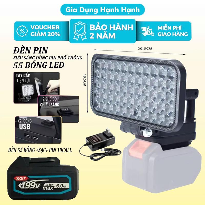  Thân Đèn Pin 55 Led Có Cổng Sạc Điện Thoại Đèn Pha Led Dùng Chân Pin Phổ Thông Đèn Led Siêu Sáng Rọi Xa 