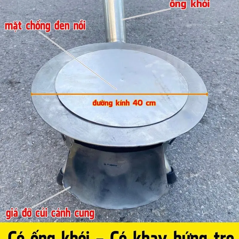 Bếp Tròn Chống Đen Nồi C40 + Chất Liệu Thép Liên Xô Bền Đẹp - Đủ Phụ Kiện Đi Kèm Camping 1