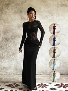 Vestido de encaje de manga larga para mujer otoño e invierno, diseño elegante y a la moda, perfecto para ocasiones casuales y formales, ropa femenina estilosa