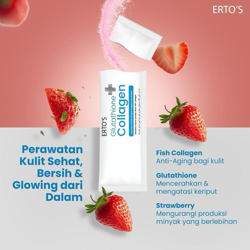 Erto's Glutathione Collagen Drink / Minuman Kolagen / Kolagen Ikan / Kolagen Alami / Glowing / Brightening / Untuk Semua Jenis Kulit / Collagen Drink / Minuman Collagen Rasa Strawberry / Whitening Booster Fish 1