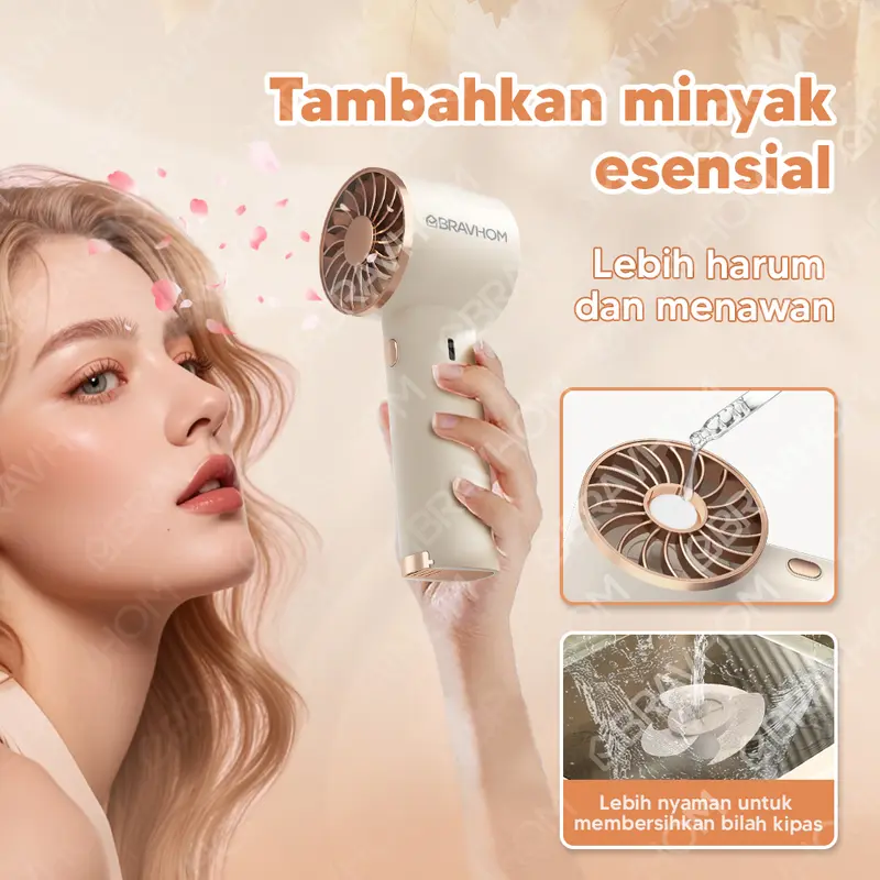 (COD)Bravhom Kipas Angin Mini Portable 3IN1 Aromaterapi 3 Kecepatan Lampu Warna Warni Phone Holder FN16 1