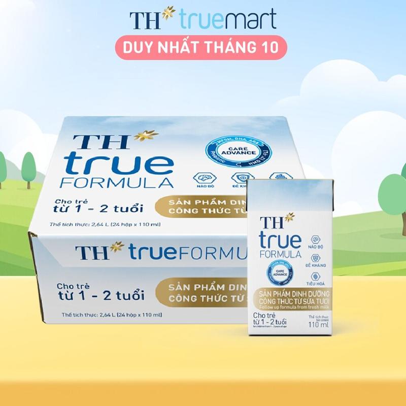 Thùng 24 hộp sản phẩm dinh dưỡng công thức từ sữa tươi cho trẻ từ 1 đến 2 tuổi TH true FORMULA 110 ml (110 ml x 24)