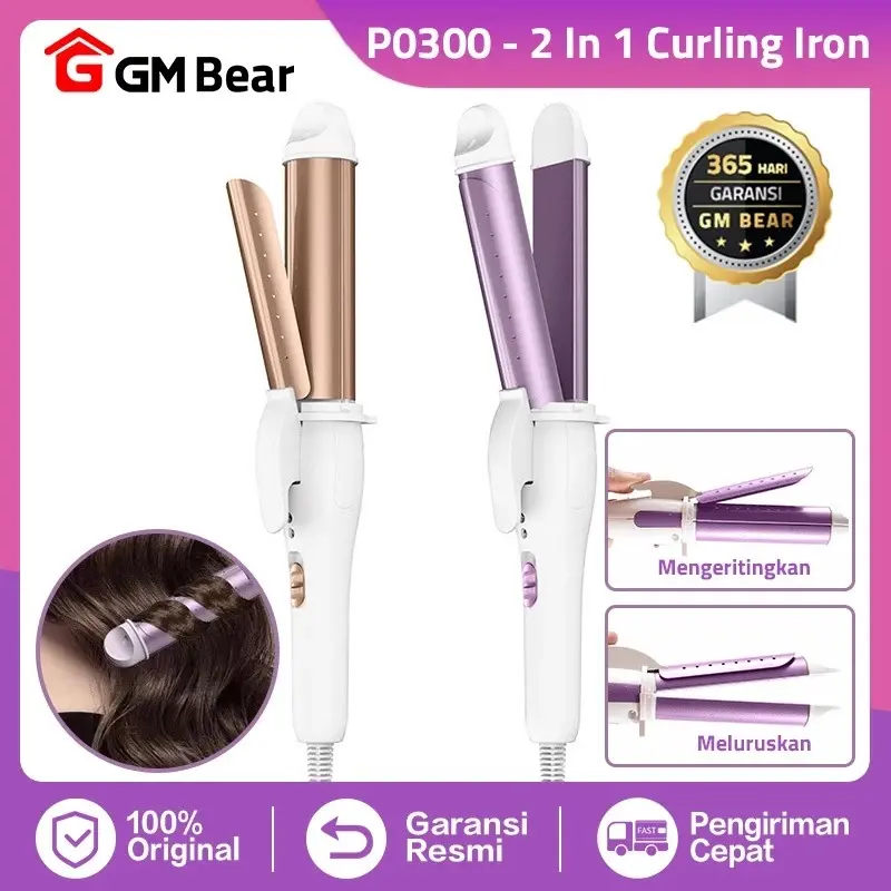 GM Bear Catokan Rambut Curly 2 in 1 P0300 - Curly Rambut Catok Rambut Lurus dan Curly