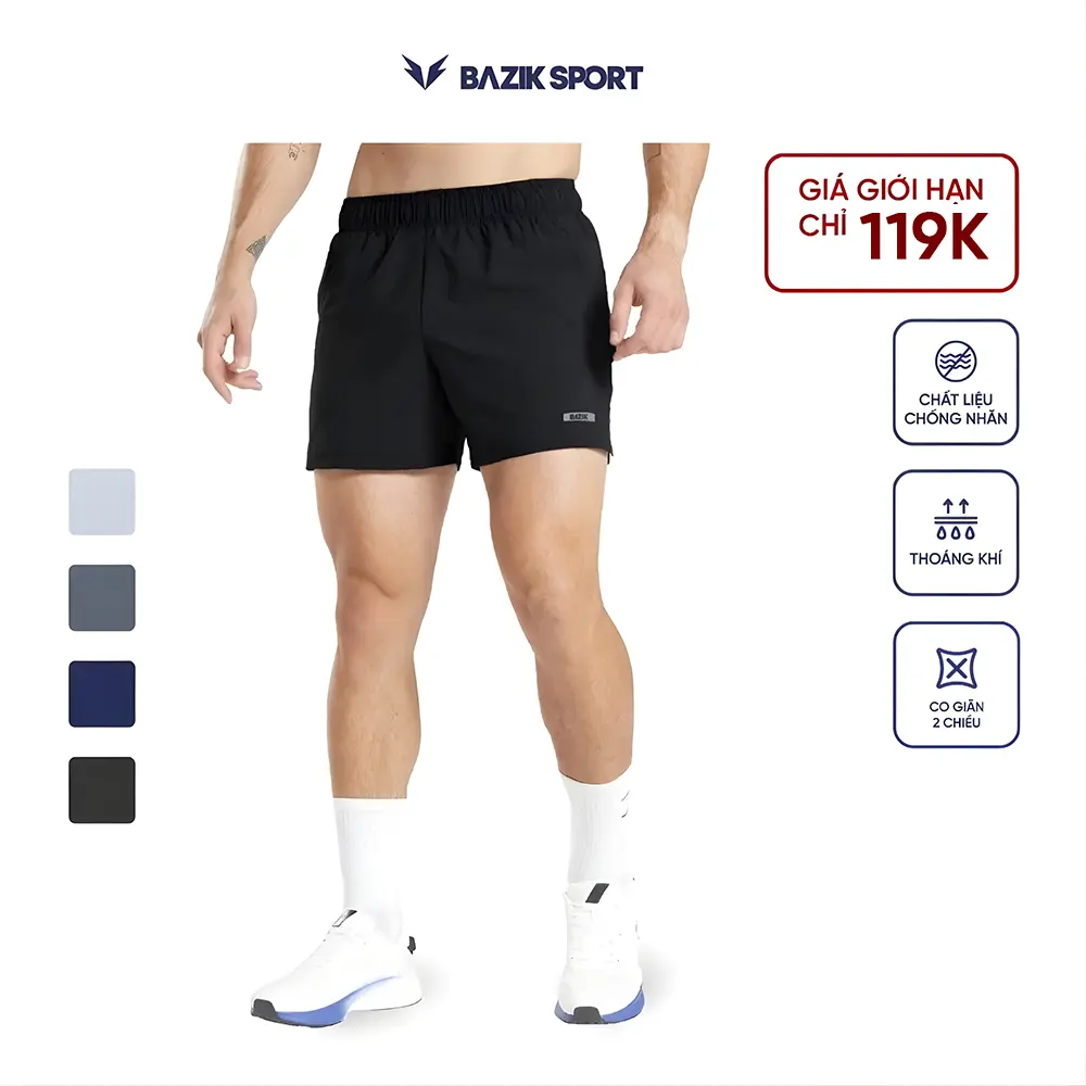 Quần Thể Thao Nam BAZIK 5 Inch Đa Năng Siêu Nhẹ, Tập Gym, Chạy Bộ, Pickleball, Thoải Mái Vận Động - Q01