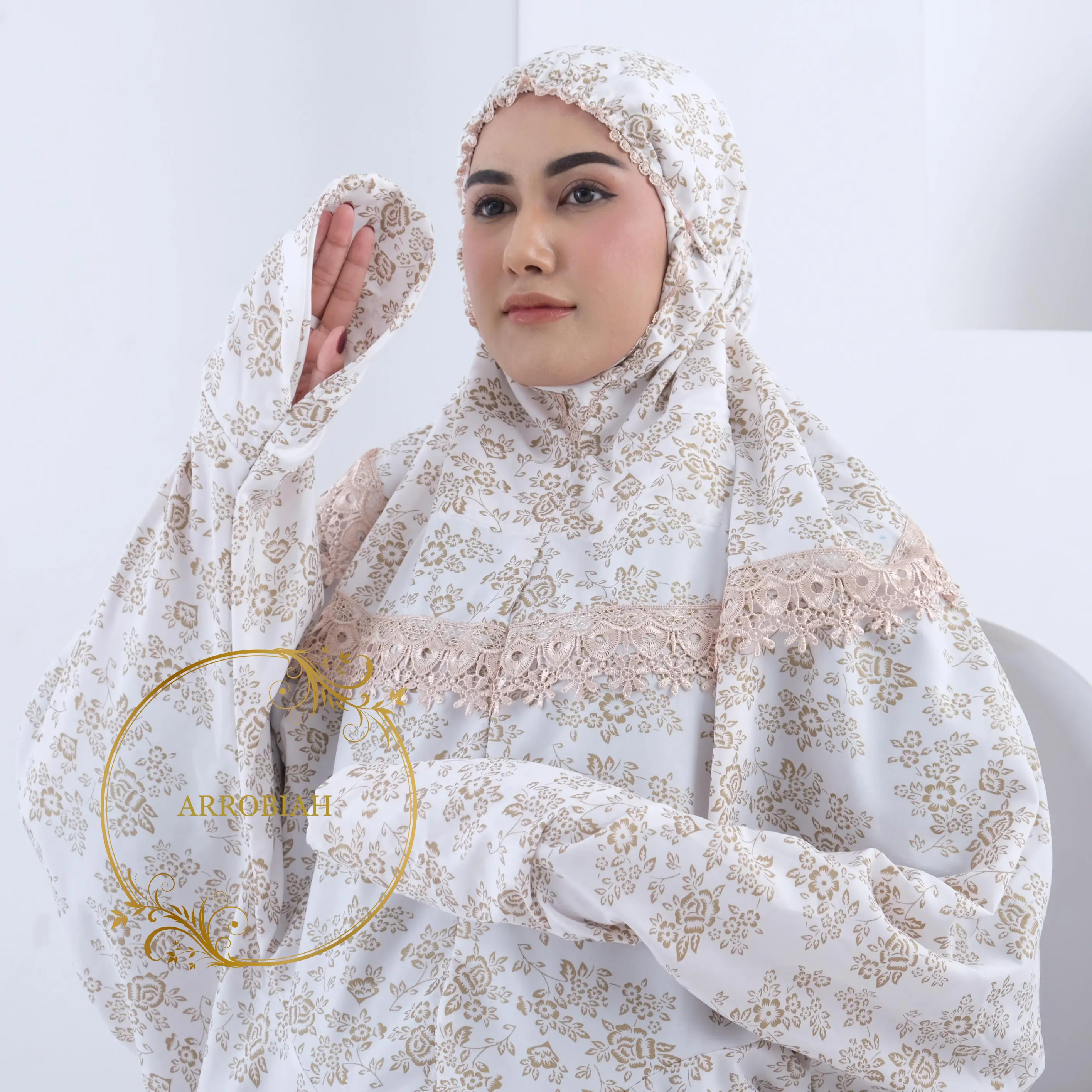 Mukenah Dewasa Terusan Foil Gliter Premium dari Hafidzmukena - Muslim, Katun Motif Renda Cantik Mewah Panjang Rayon Wanita Traveling daily soft nude mukena