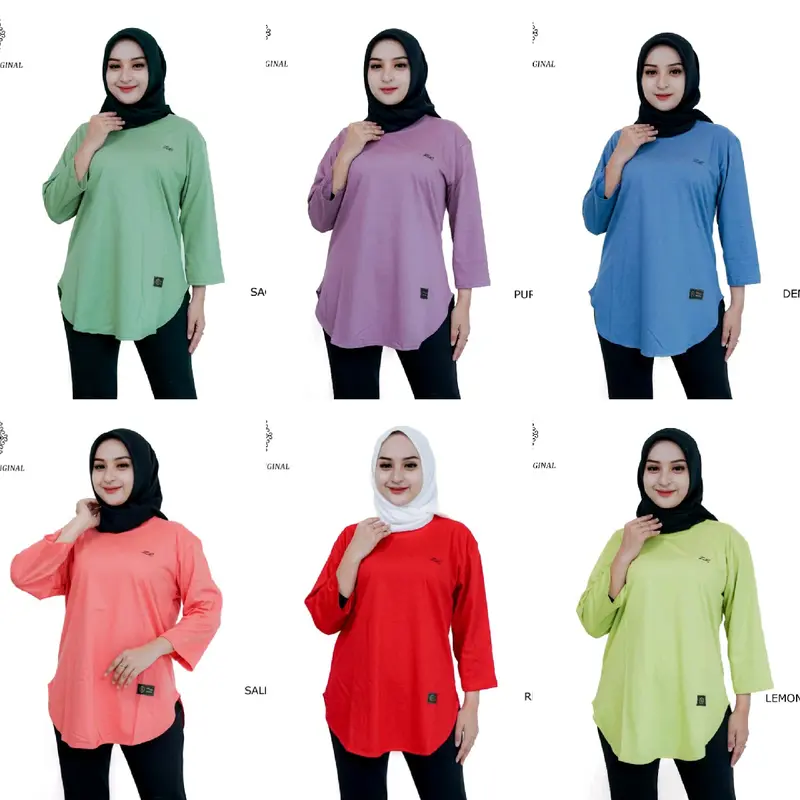 ZolaZola Kaos Oval Lengan 7/8 Wanita Size [ M, L, XL, XXL, XXXL ] Cotton Combed 24s/ Baju Polos Seragam Kekinian 0