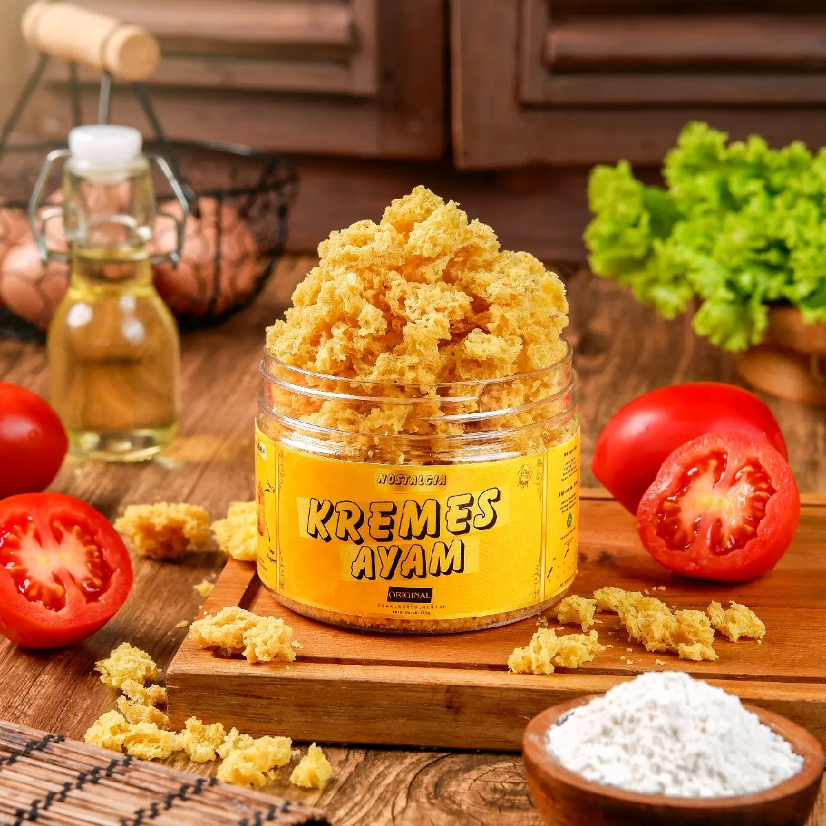 Kremes Ayam Nostalgia 100gram Makanan Food Snack Merah Oil Cemilan keripik & camilan isi Crispy Kripik Putih Pedas makanan instan kremes kraton capung snack
