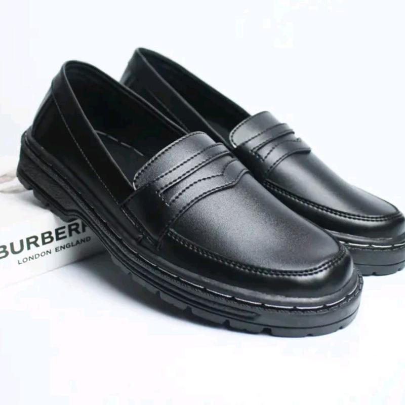 Docmart Kulit Sintetis Pantovel Pria Slip On Sudah Jahitan Sol Anti Jebol Shoes Pantofel Kerja Hitam Flat Kasual Karet 5
